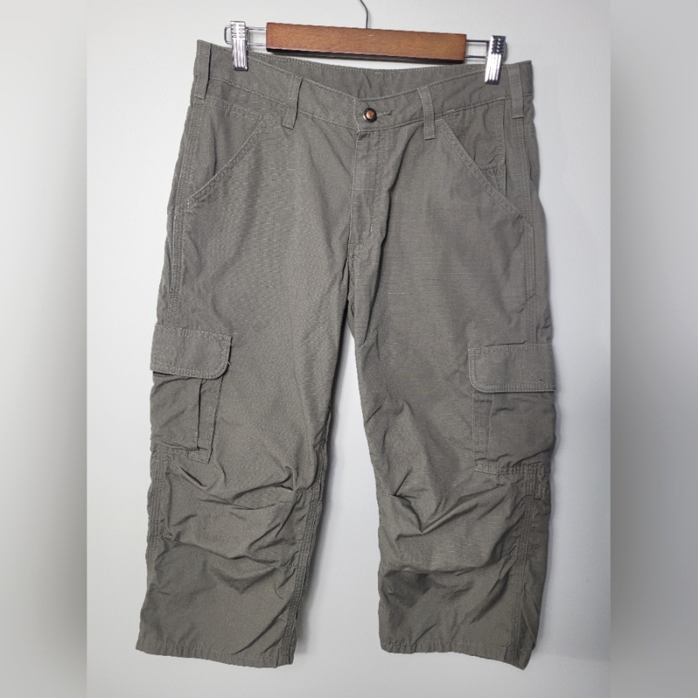 Carhartt Womens Cropped Cargo Pant  Sz 4 Driftwood Ripstop Outdoor
